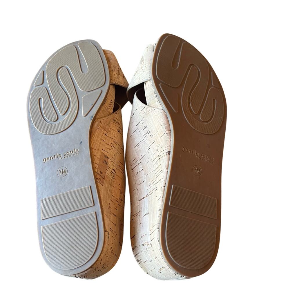 Gentle Souls Giselle X Brand Slides Size 7 Tan Brown Cork Wedge Open Toe Shoes - Picture 8 of 8